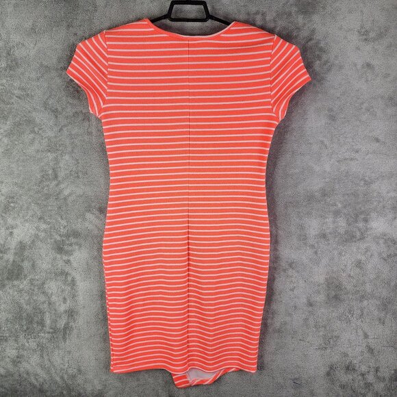 Women's Orange Bobbie Brooks Ladies Dress White Striped Short Sleeve Size S - Picture 8 of 11